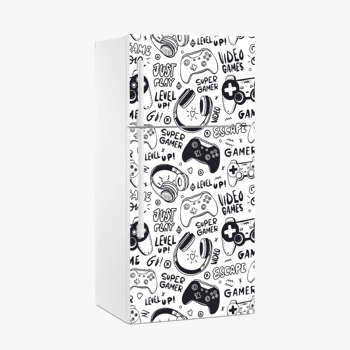 Fridge sticker gaming doodle pattern with controllers • Wallissimo® Fridge sticker gaming doodle pattern with controllers • Wallissimo®