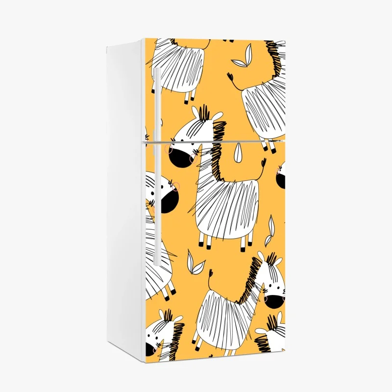 Fridge sticker playful zebra pattern for kids room