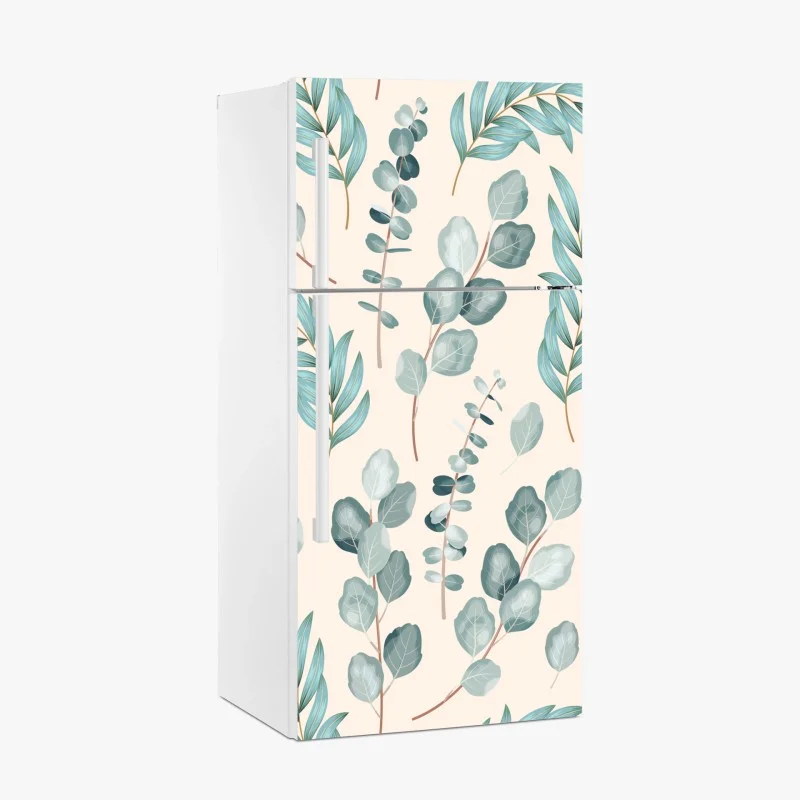 Fridge sticker pastel eucalyptus leaf pattern
