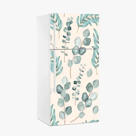Fridge sticker pastel eucalyptus leaf pattern • Wallissimo®