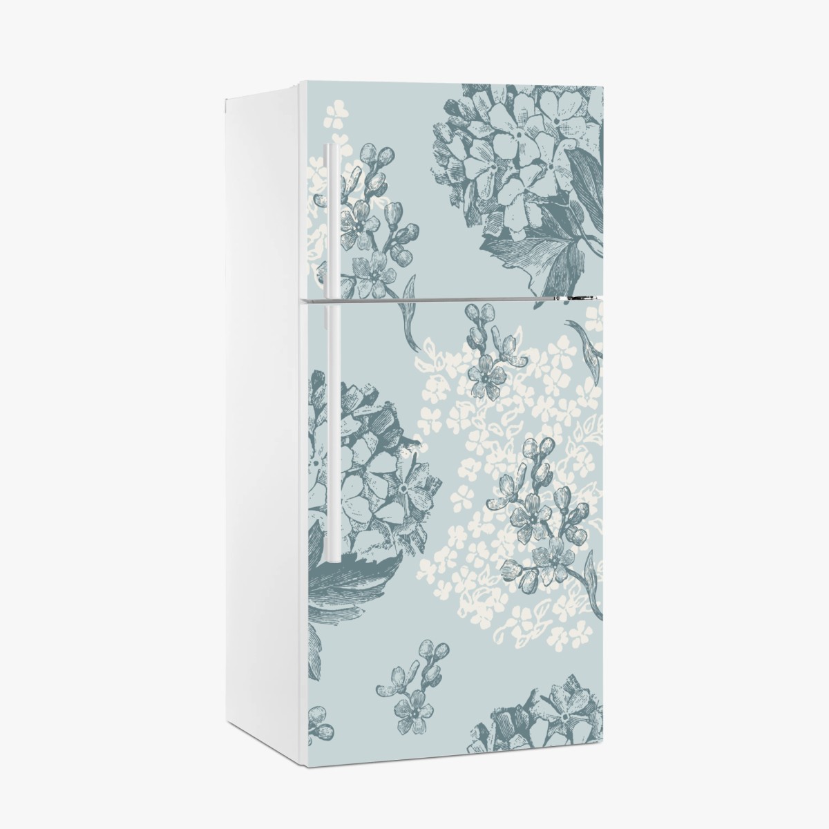 Fridge sticker soft pastel hydrangea botanical pattern • Wallissimo® Fridge sticker soft pastel hydrangea botanical pattern • Wallissimo®