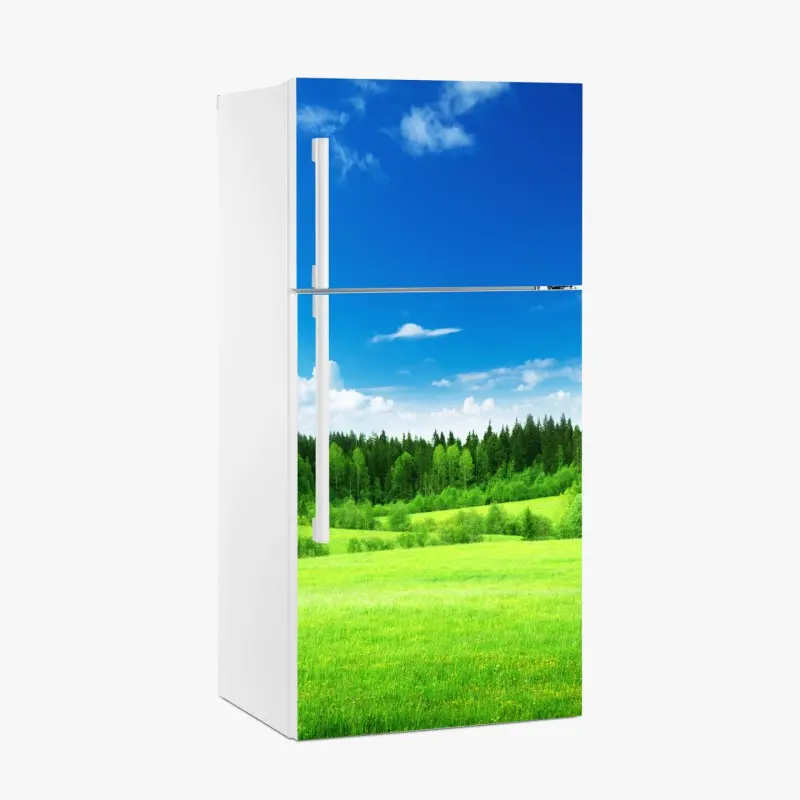 Fridge sticker spring meadow under a blue sky ⁕ Wallissimo® Fridge sticker spring meadow under a blue sky ⁕ Wallissimo®