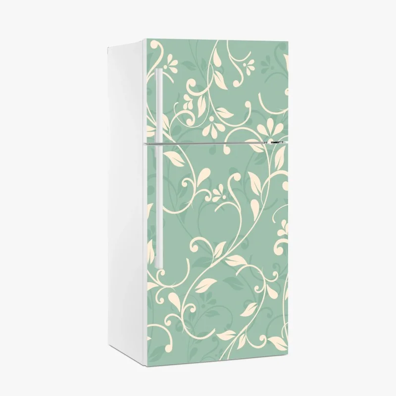 Fridge sticker mint floral vintage pattern