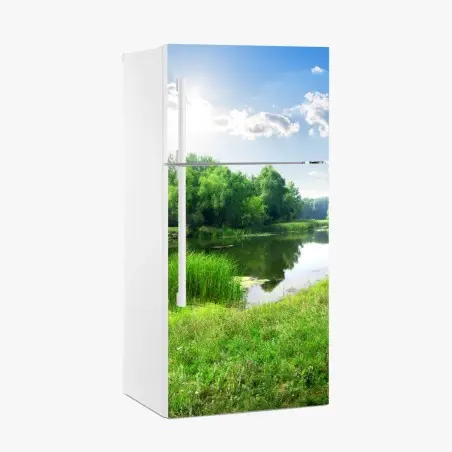 Fridge sticker sunlit riverside meadow • Wallissimo®
