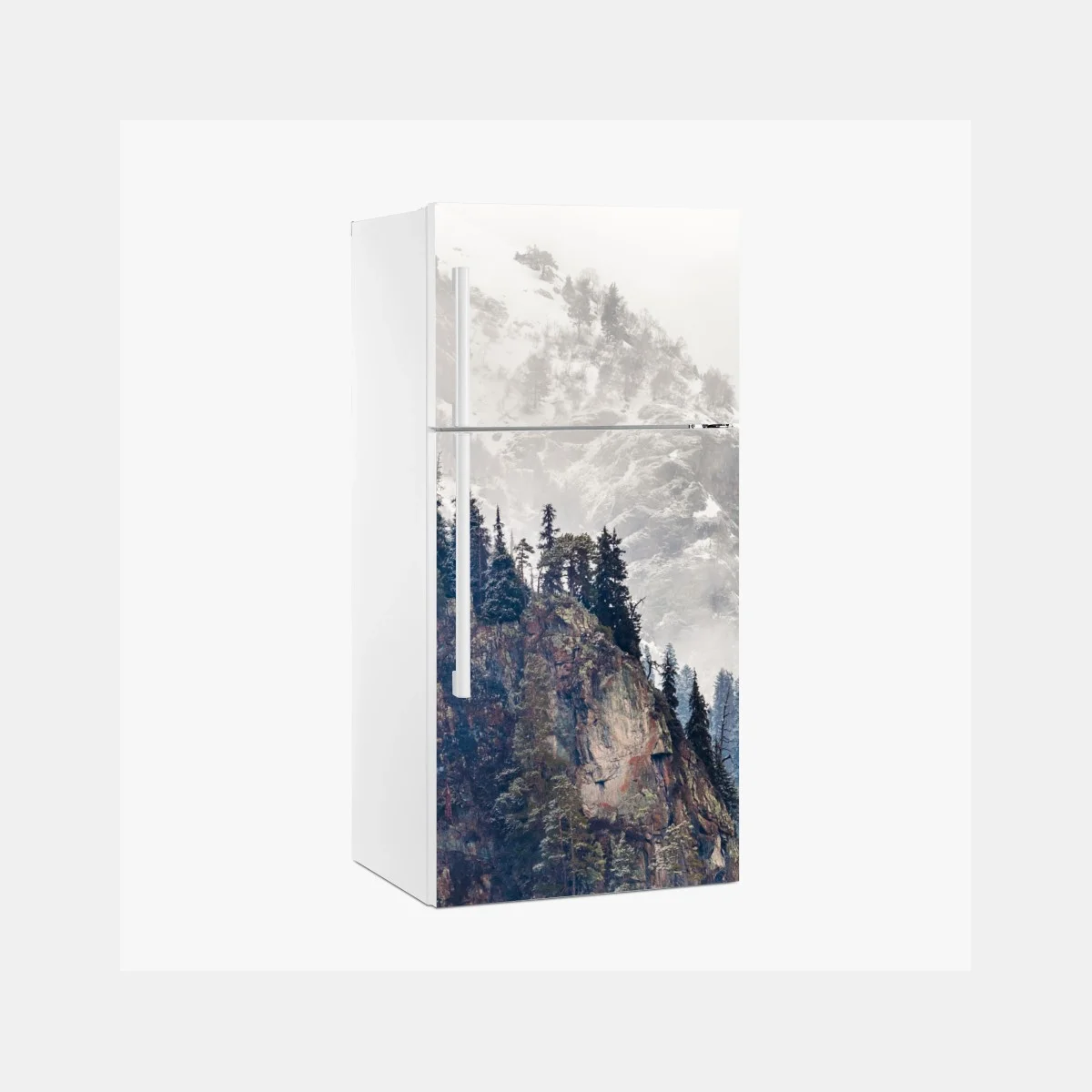 Fridge sticker misty mountain cliff with pine forest ⁕ Wallissimo® Fridge sticker misty mountain cliff with pine forest ⁕ Wallissimo®