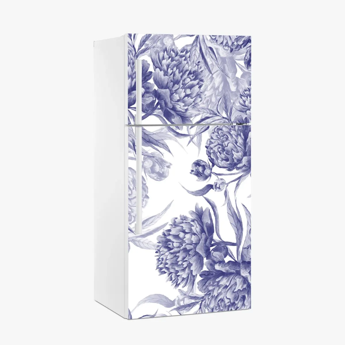 Fridge sticker blue peony floral pattern • Wallissimo® Fridge sticker blue peony floral pattern • Wallissimo®