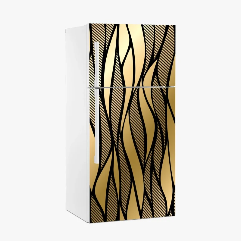 Fridge sticker luxury gold abstract wave pattern