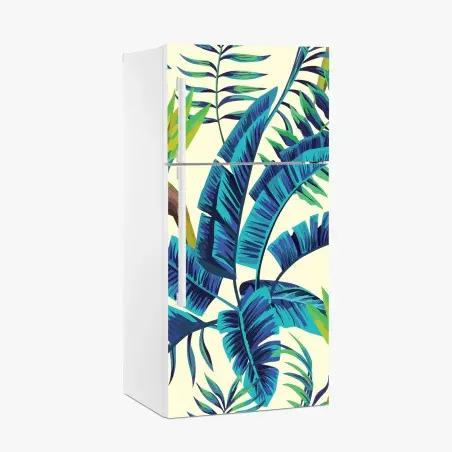 Fridge sticker tropical turquoise leaf design • Wallissimo®
