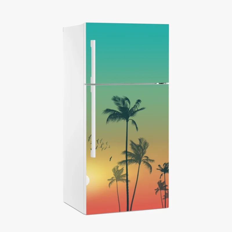 Fridge sticker tropical sunset palms silhouette