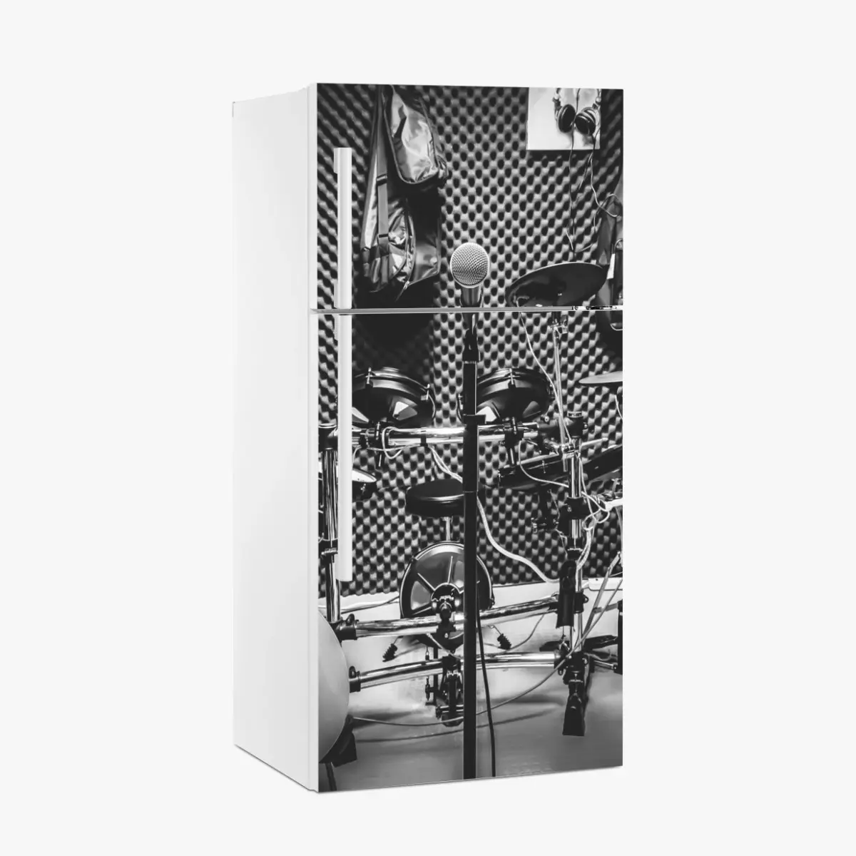 Fridge sticker monochrome music studio corner • Wallissimo® Fridge sticker monochrome music studio corner • Wallissimo®