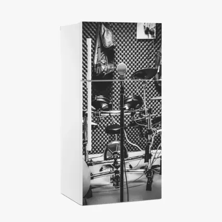 Fridge sticker monochrome music studio corner • Wallissimo®