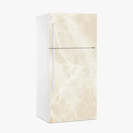 Fridge sticker beige marble texture with white veining • Wallissimo®