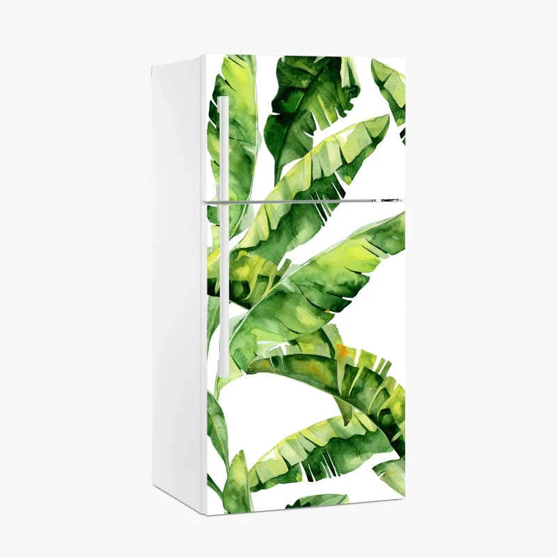 Fridge sticker tropical banana leaf watercolor pattern