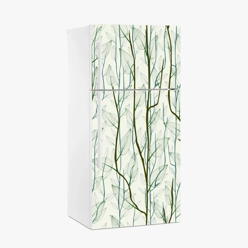 Fridge sticker delicate leaf and branch pattern