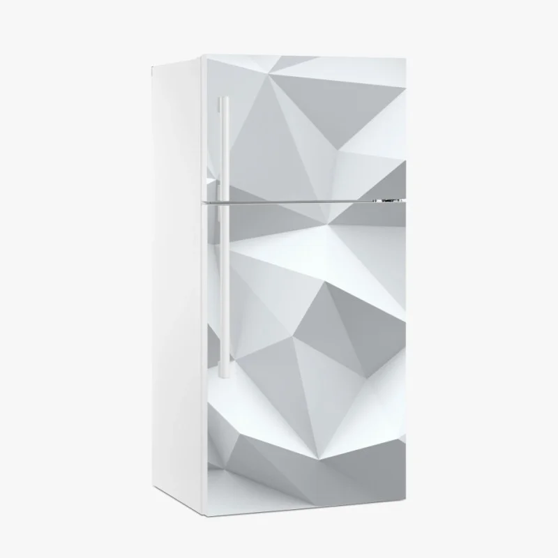 Fridge sticker white three-dimensional low-poly geometric pattern