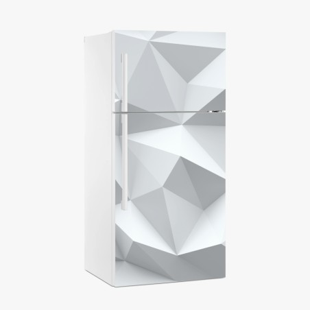 Fridge sticker white three-dimensional low-poly geometric pattern • Wallissimo®