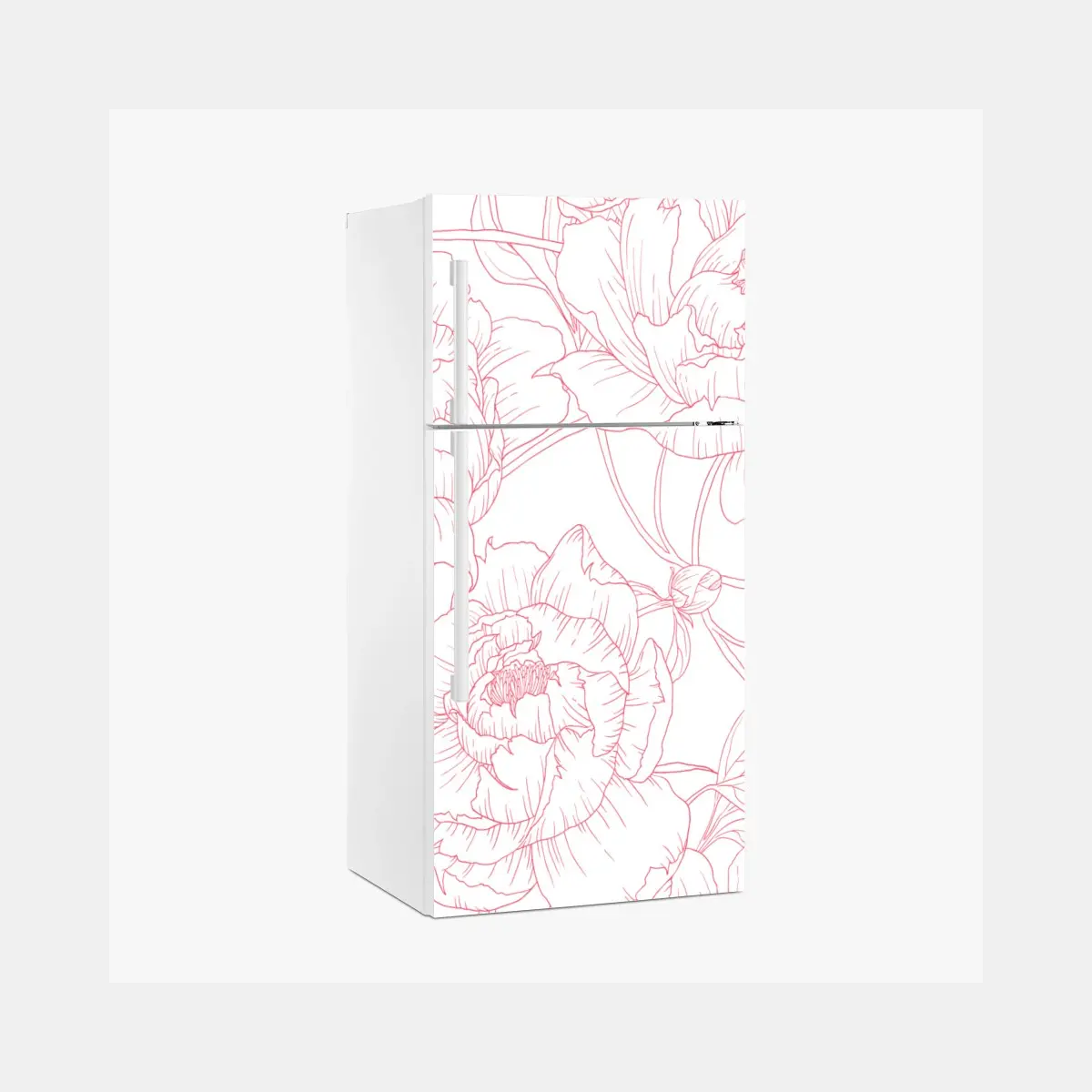 Fridge sticker delicate pink peony line art pattern • Wallissimo® Fridge sticker delicate pink peony line art pattern • Wallissimo®
