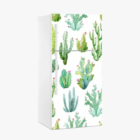 Fridge sticker watercolor cactus garden pattern • Wallissimo®