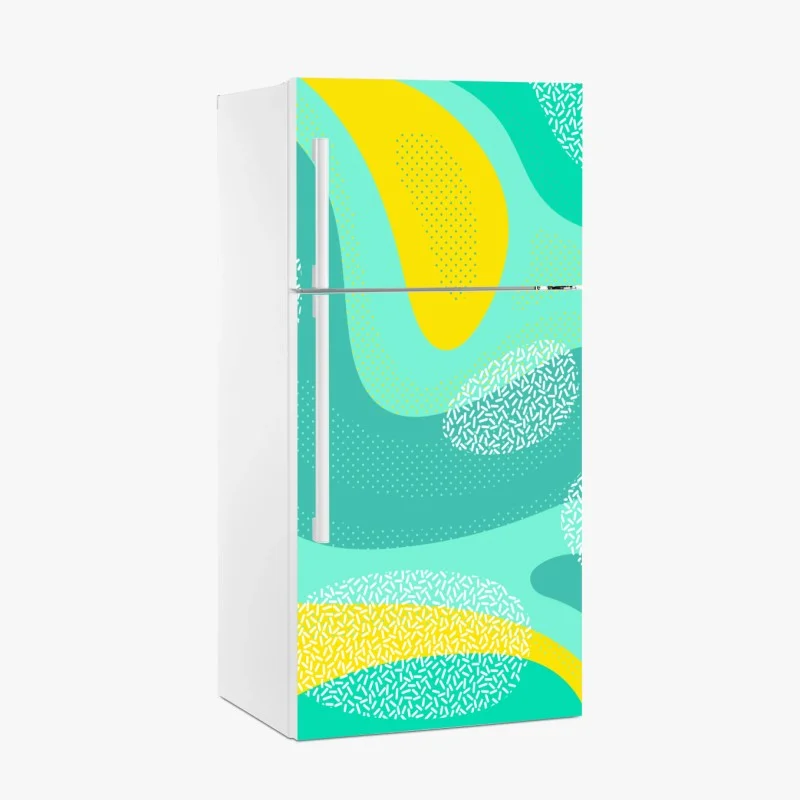 Fridge sticker turquoise and yellow abstract pattern
