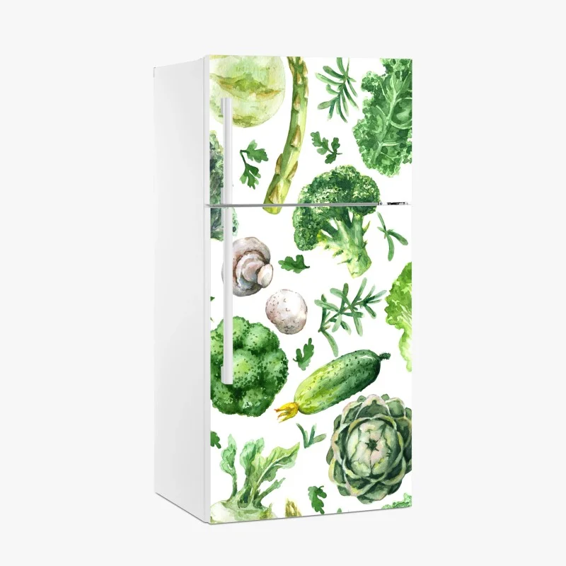 Fridge sticker watercolor greens seamless pattern