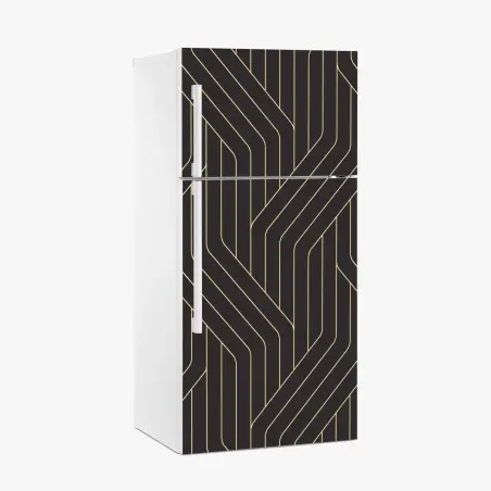 Fridge sticker geometric art deco pattern with gold lines • Wallissimo®
