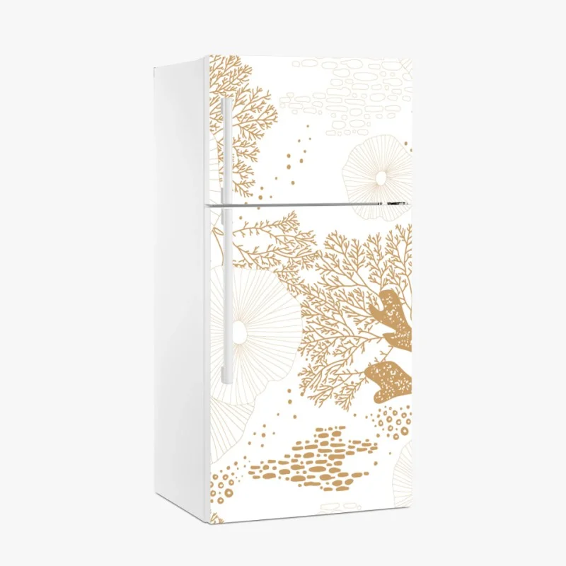 Fridge sticker delicate golden coral pattern