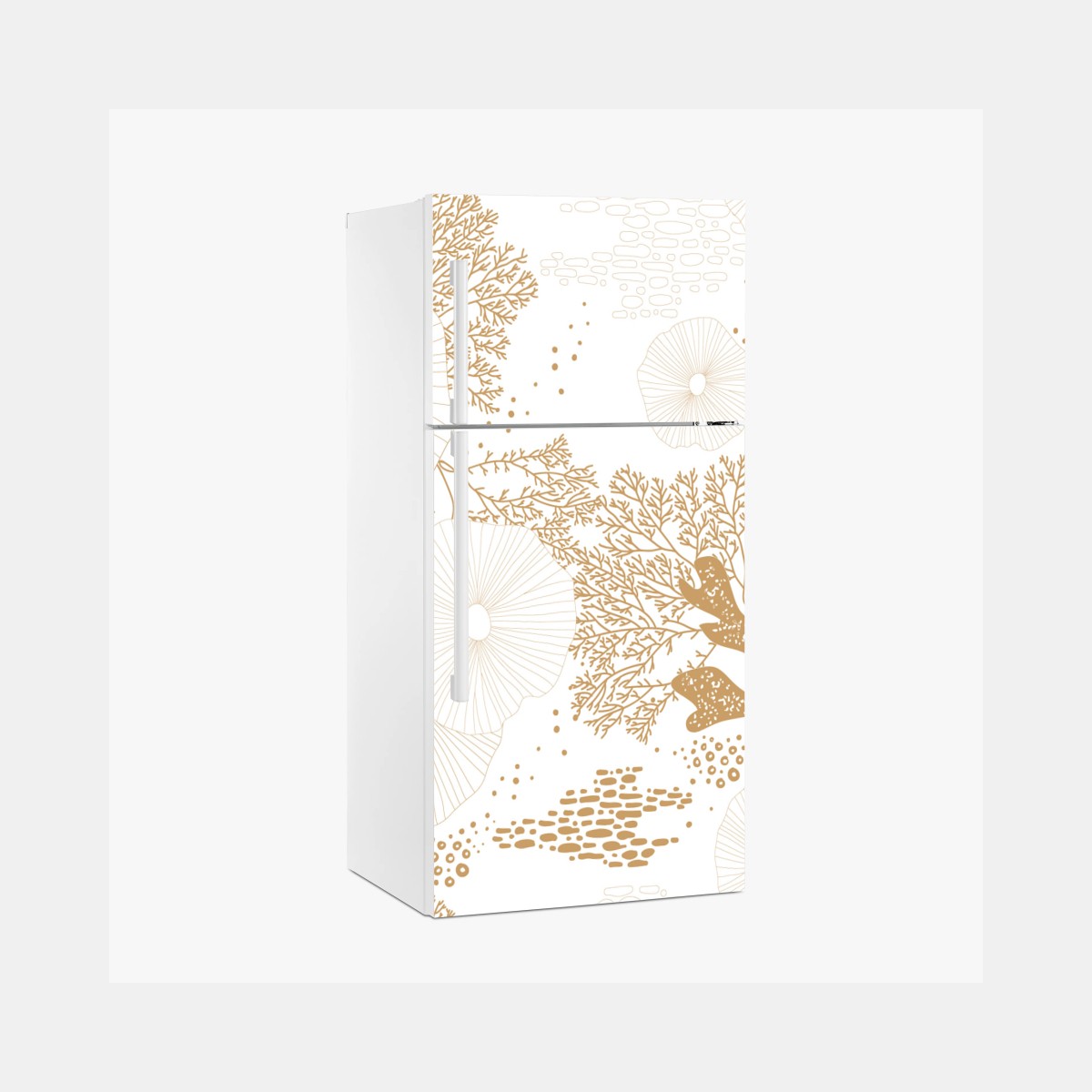 Fridge sticker delicate golden coral pattern • Wallissimo®