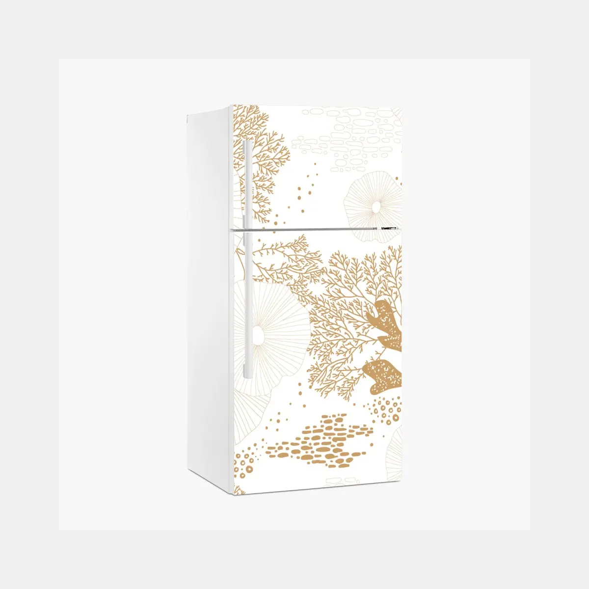 Fridge sticker delicate golden coral pattern • Wallissimo®