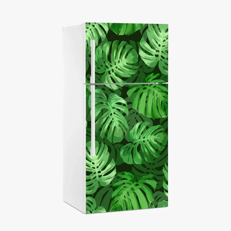 Fridge sticker tropical monstera leaf pattern