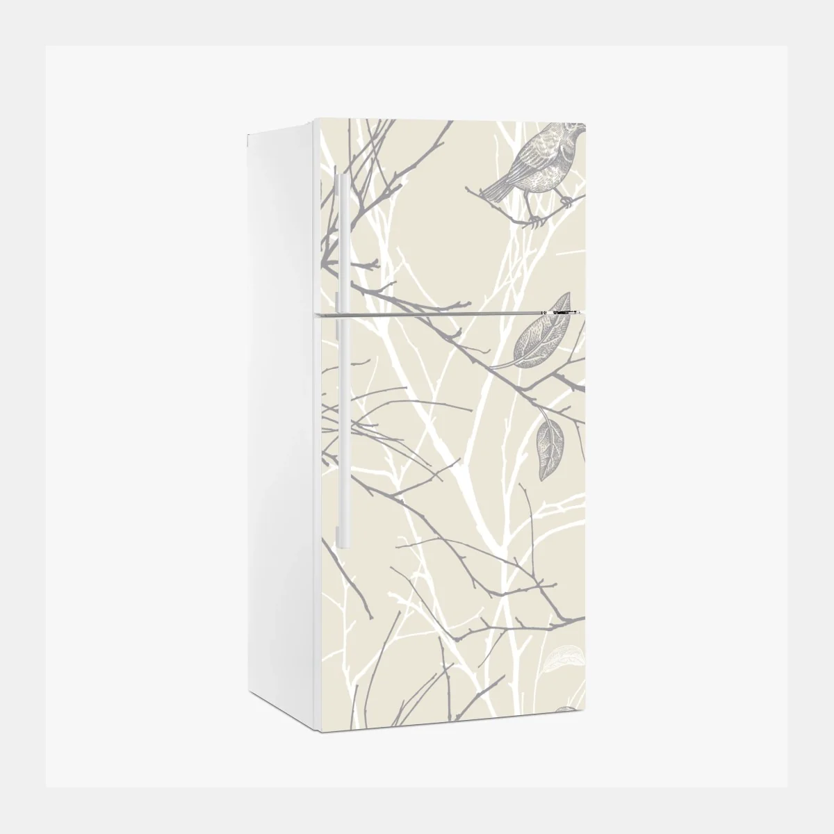 Fridge sticker soft beige bird and branch pattern ⁕ Wallissimo® Fridge sticker soft beige bird and branch pattern ⁕ Wallissimo®