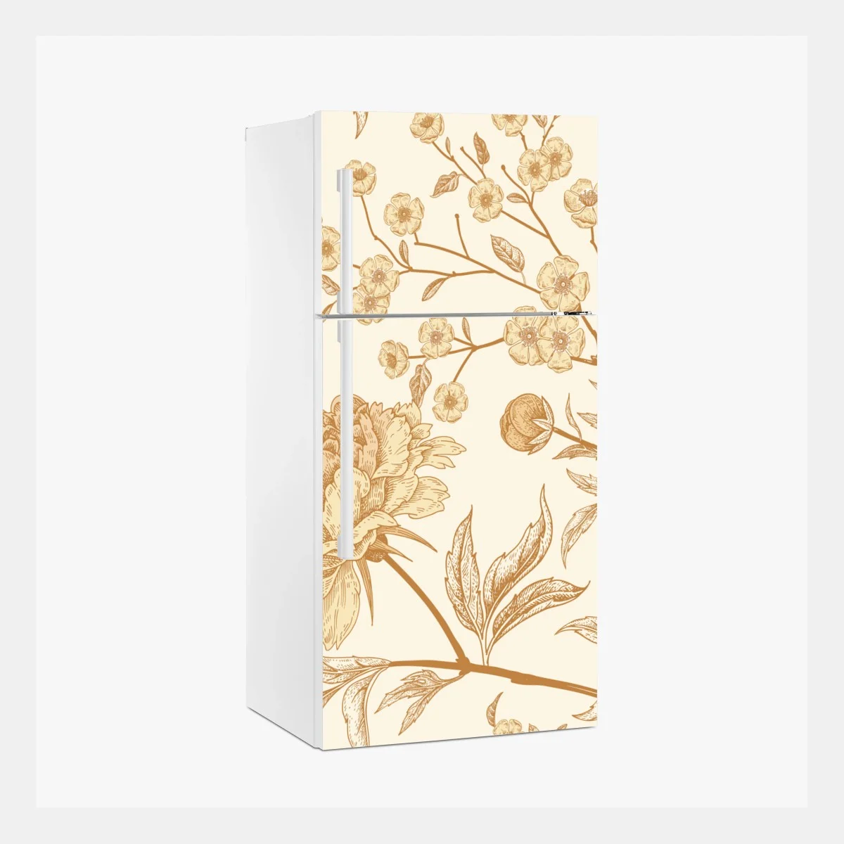 Fridge sticker vintage beige peony floral pattern • Wallissimo® Fridge sticker vintage beige peony floral pattern • Wallissimo®