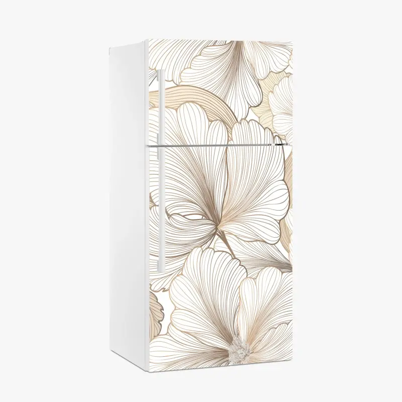 Fridge sticker delicate beige floral illustration