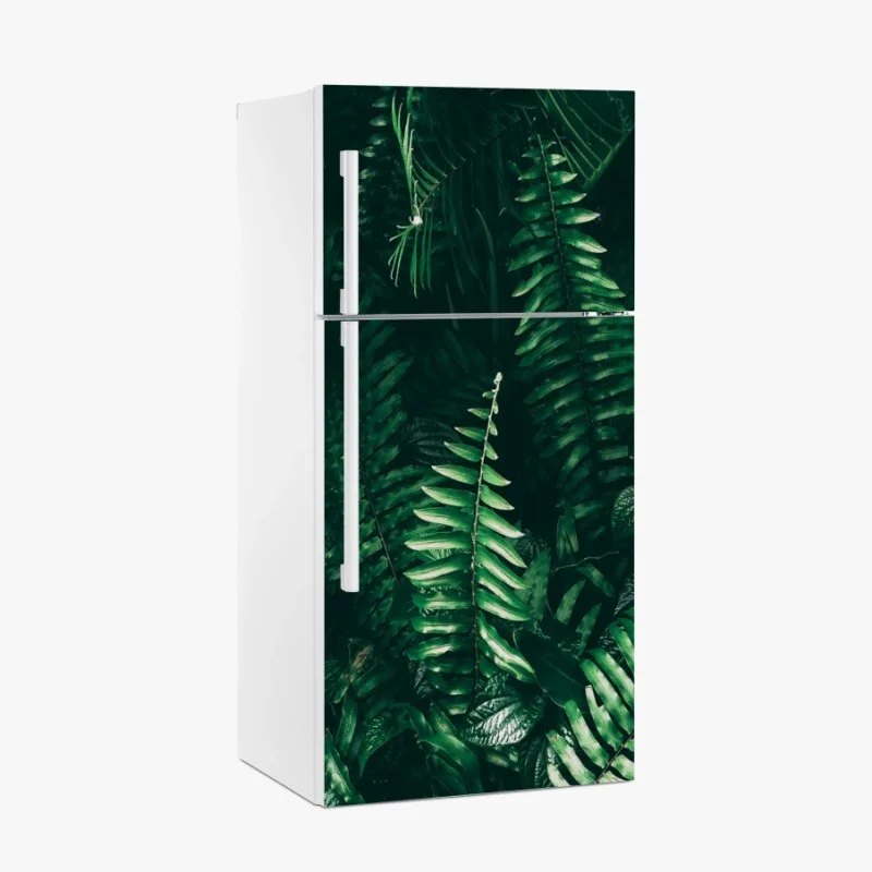 Fridge sticker tropical green leaves composition