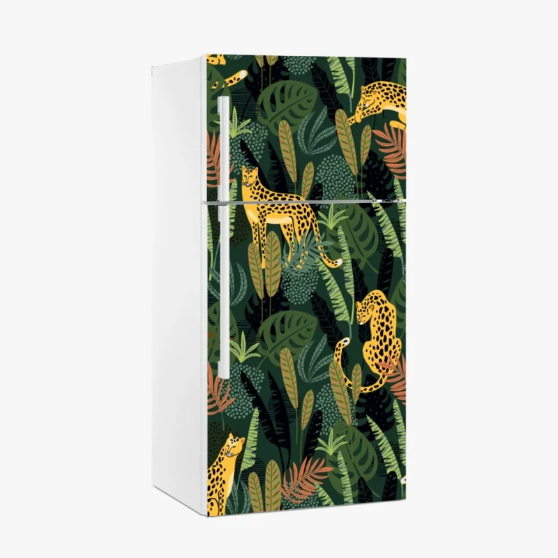 Fridge sticker tropical leopard jungle pattern
