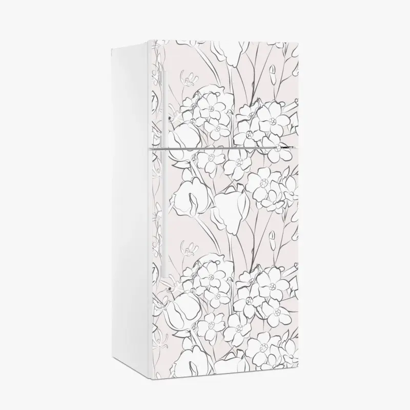 Fridge sticker delicate pastel floral design