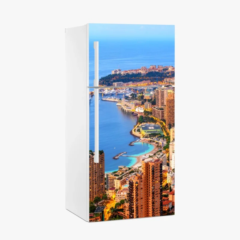 Fridge sticker Monaco coastal cityscape at dusk
