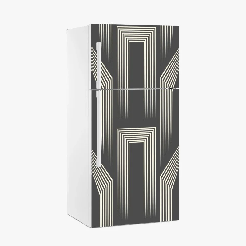 Fridge sticker art deco geometric pattern in gray and beige