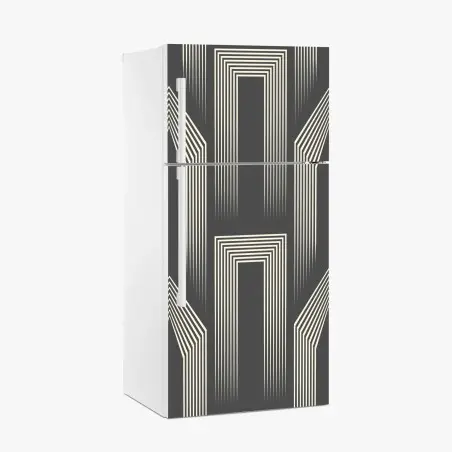 Fridge sticker art deco geometric pattern in gray and beige • Wallissimo®
