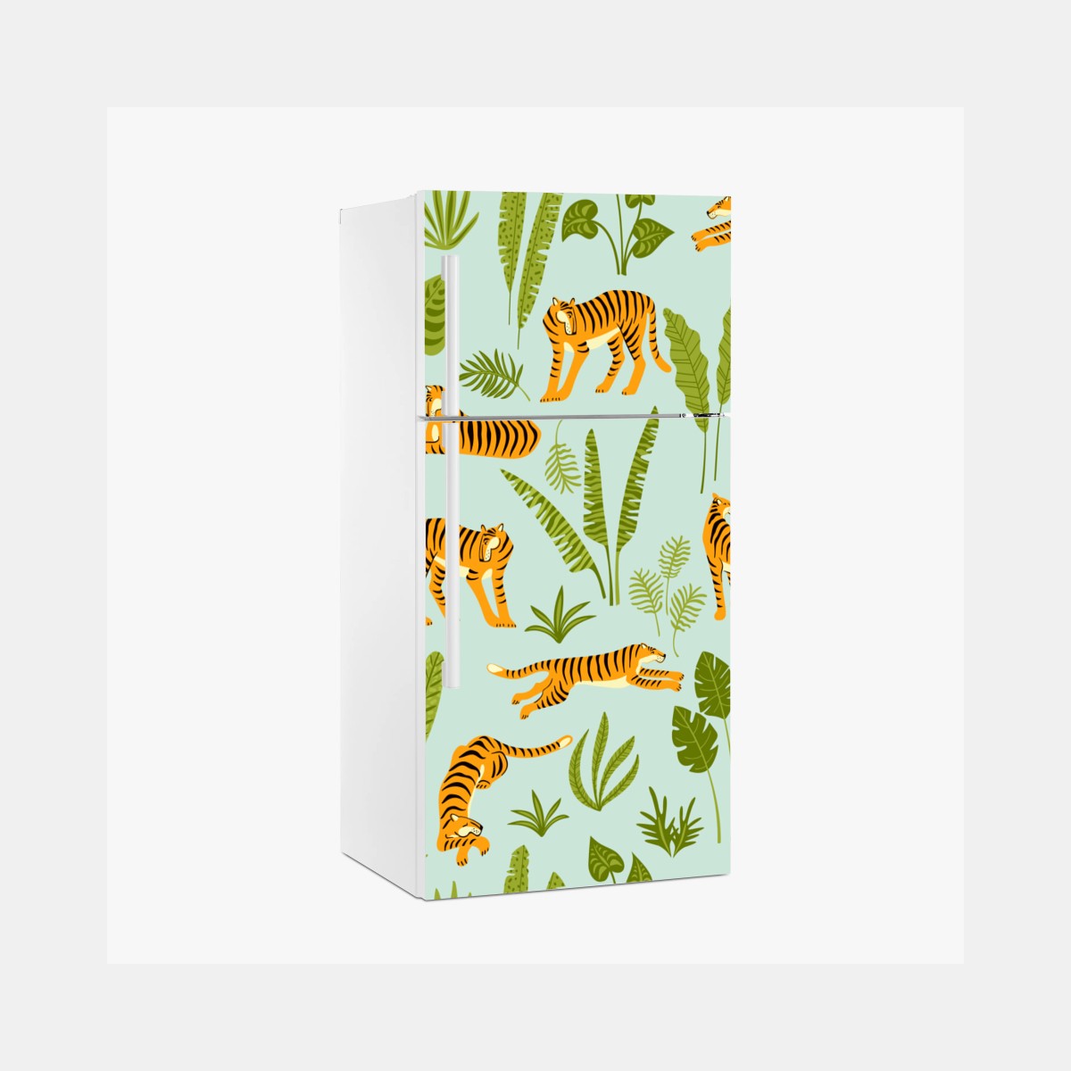 Fridge sticker playful tiger jungle pattern • Wallissimo® Fridge sticker playful tiger jungle pattern • Wallissimo®