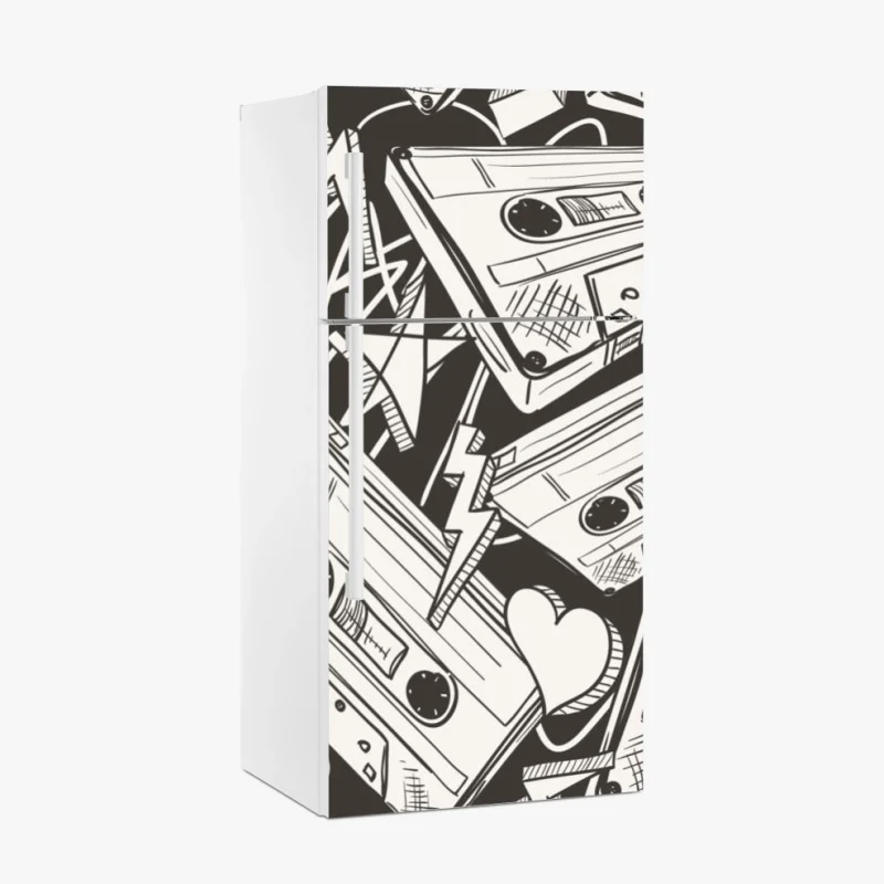 Fridge sticker vintage cassette tape pattern