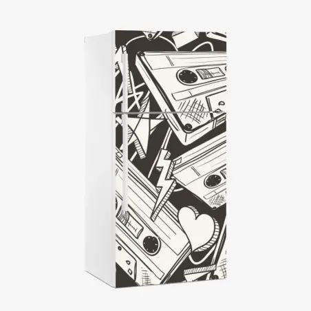 Fridge sticker vintage cassette tape pattern • Wallissimo®