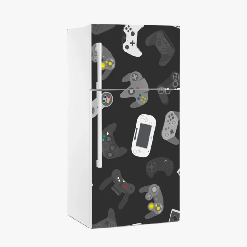 Fridge sticker retro gaming controllers pattern