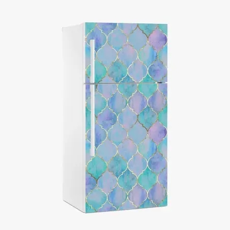 Fridge sticker pastel turquoise moroccan tile pattern • Wallissimo®