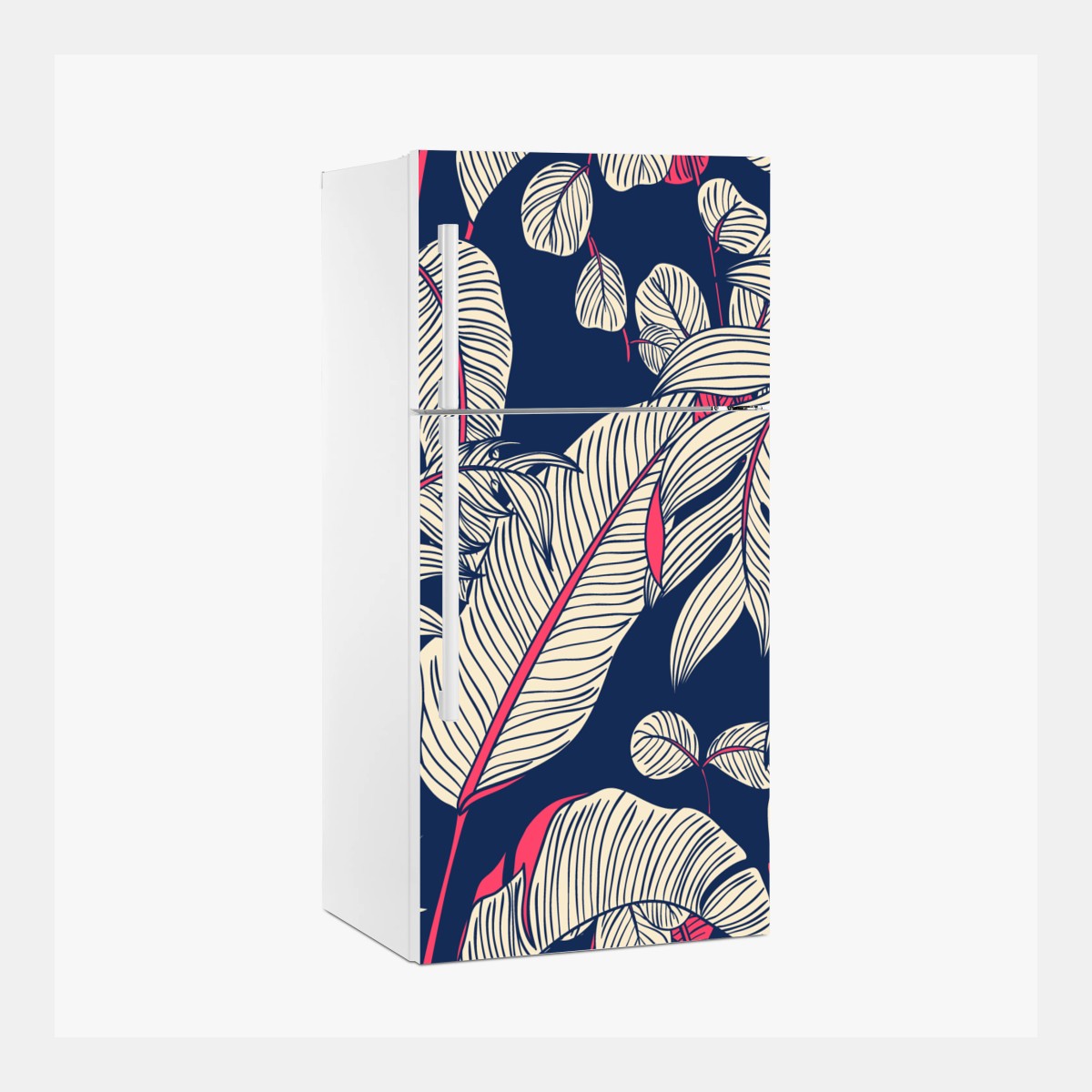 Fridge sticker navy tropical leaves pattern • Wallissimo® Fridge sticker navy tropical leaves pattern • Wallissimo®