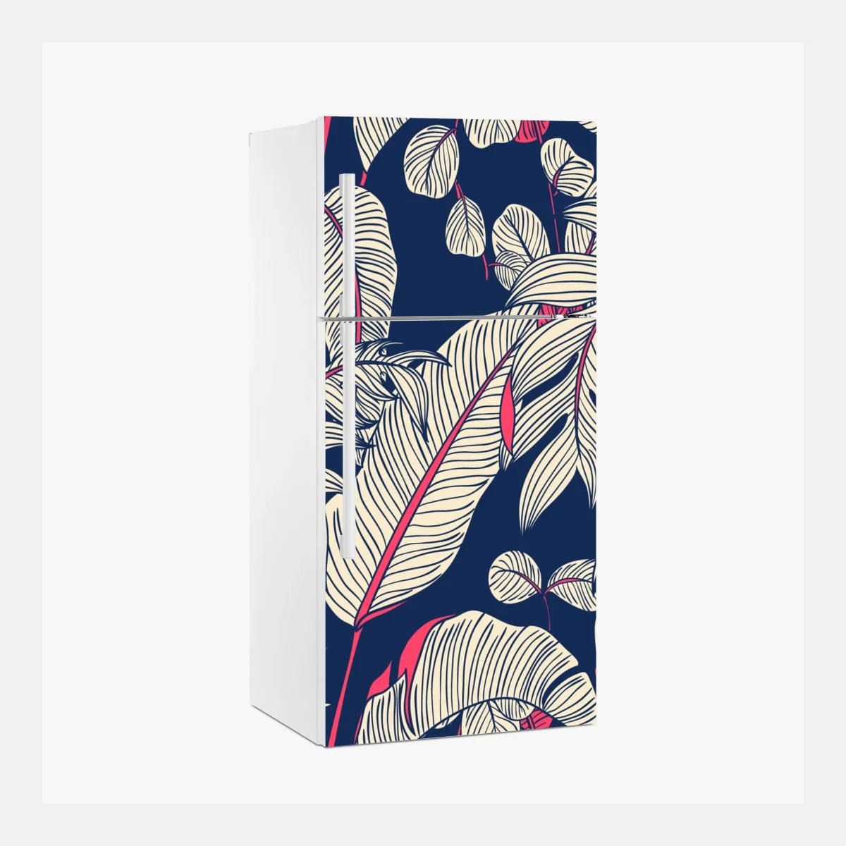 Fridge sticker navy tropical leaves pattern • Wallissimo® Fridge sticker navy tropical leaves pattern • Wallissimo®
