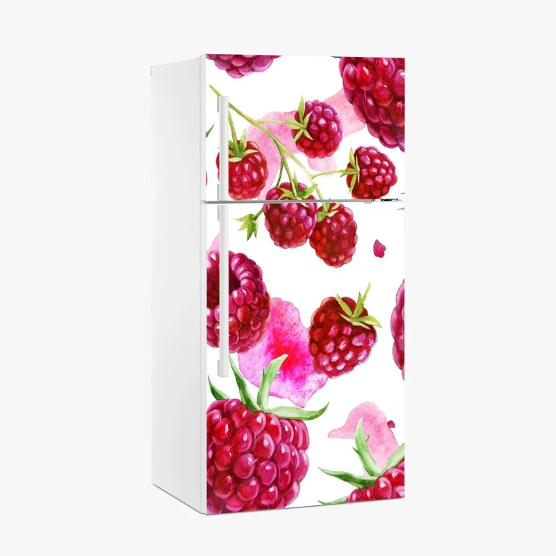 Fridge sticker watercolor raspberry pattern