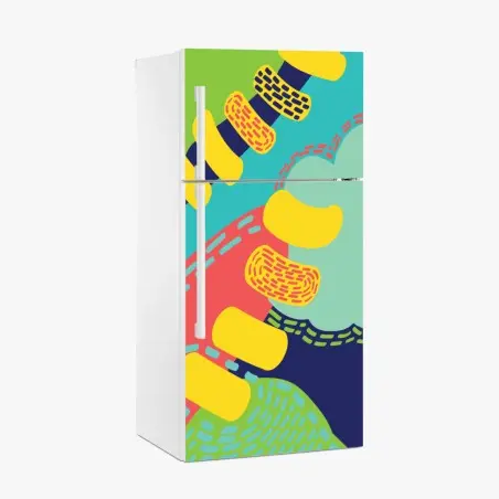 Fridge sticker vibrant abstract pattern art • Wallissimo®