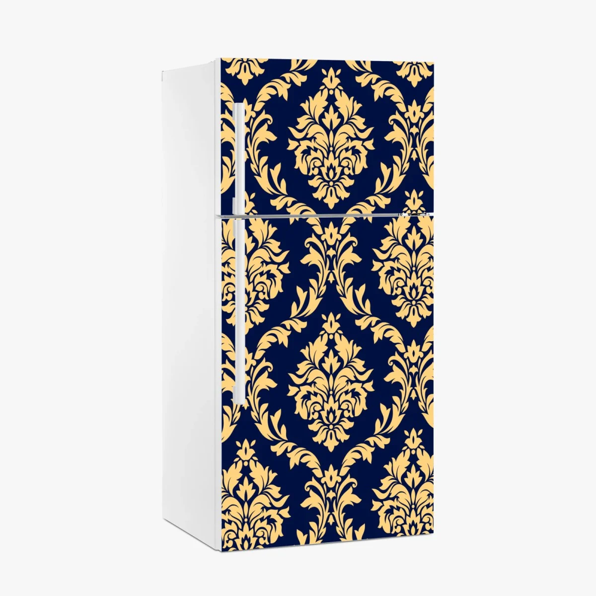 Fridge sticker elegant gold damask pattern on navy background • Wallissimo® Fridge sticker elegant gold damask pattern on navy background • Wallissimo®