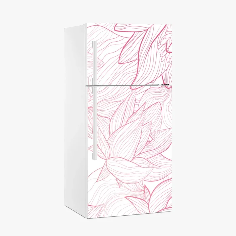 Fridge sticker blush pink floral line art