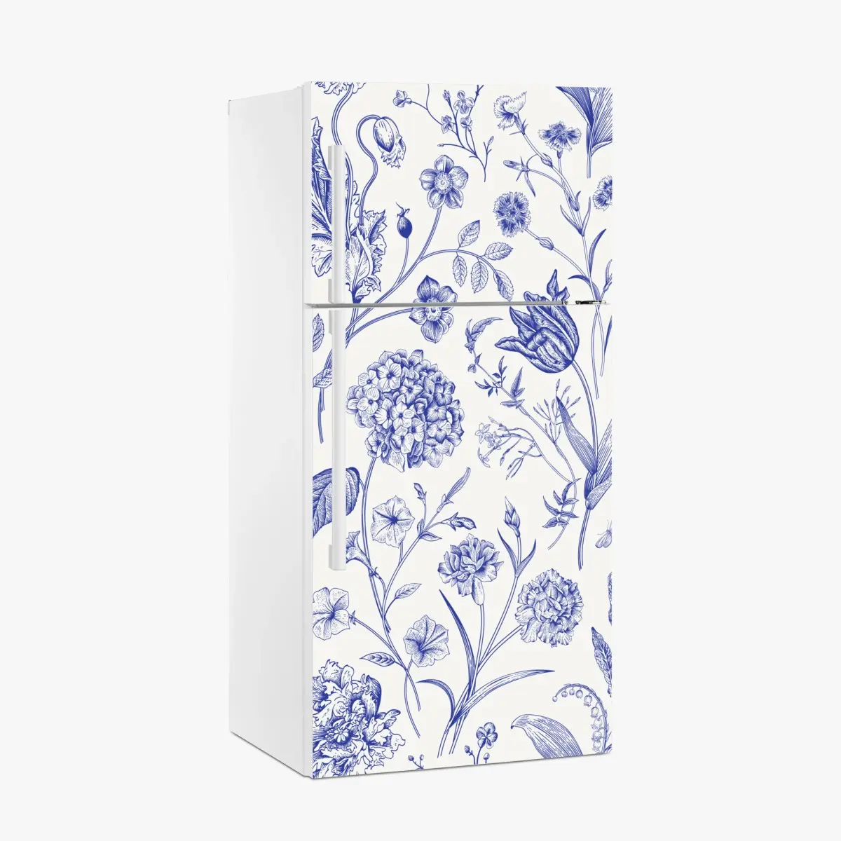 Fridge sticker classic blue toile floral pattern • Wallissimo® Fridge sticker classic blue toile floral pattern • Wallissimo®